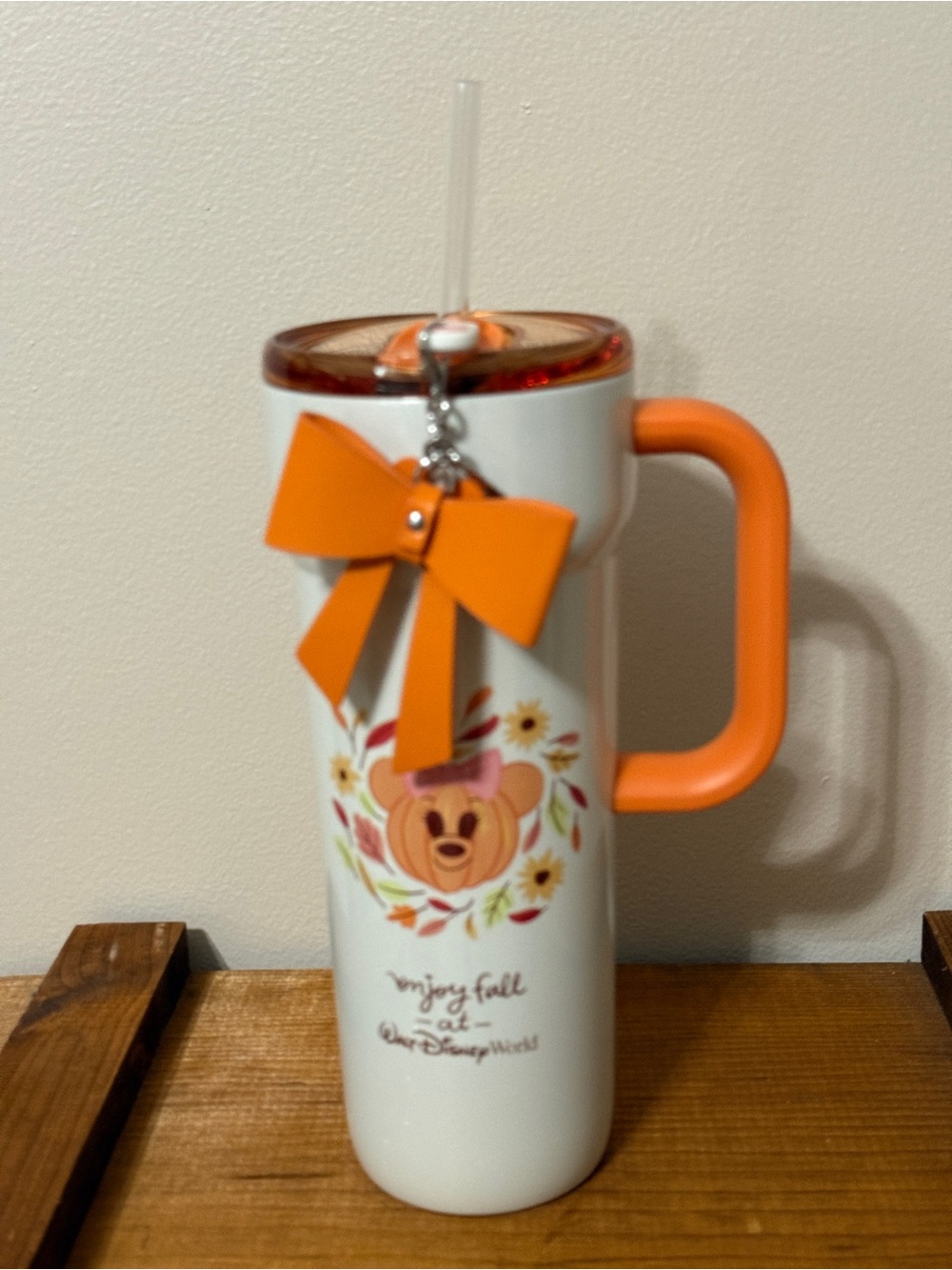 Starbucks Disney Seasonal Pumpkin Tumbler with Bow Charm